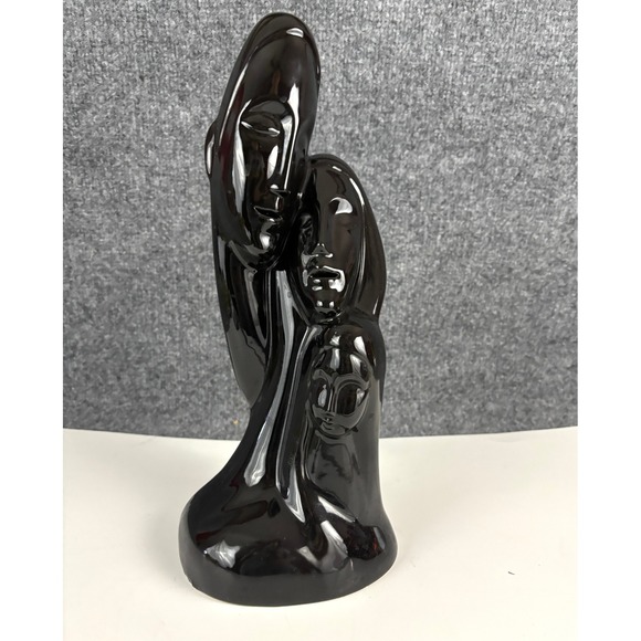 Other - 1998 Vintage Abstract Family Sculpture Father Mother‎ Child Black Ceramic 13"